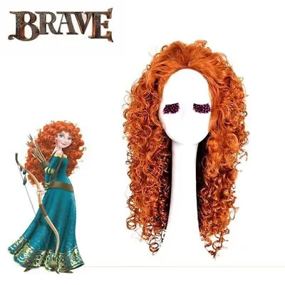 Merida Cosplay Long Curly Orange Wig Brave Princess Red Hair Synthetic Wig New • £20.99