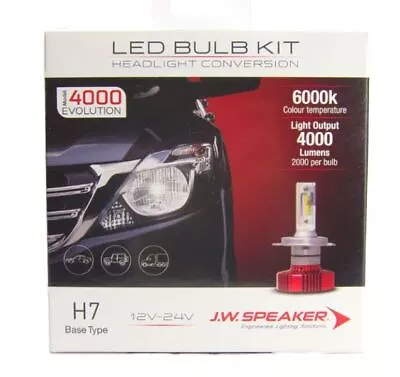 H7 JW Speaker 4000 Series 6000k White LED Headlight Kit 990007 • $127.49