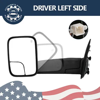 Driver Side Tow Mirrors For 02-08 Dodge RAM 1500/03-09 2500 Flip-Up Power Heated • $60.29