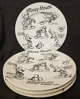 Set Of 4 Disney Sketchbook Mickey Mouse 10.5  Large Dinner Plate Style #4624010 • $58.95