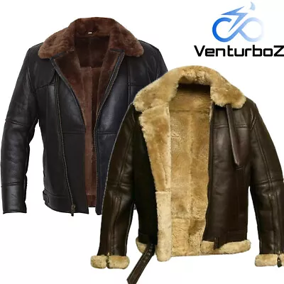 RAFB3 Bomber Aviator Handmade Genuine Leather Jacket SheepSkin Pilot Flying Coat • $202.11