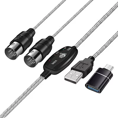 TNP MIDI Cable Set To USB With Type C Adapter 2 In 1 MIDI Piano USB Cord From • $18