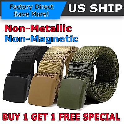 Unisex Outdoor Sports Nylon Belt Non-metallic Non-magnetic Buckle Tactical Belt • $5.79