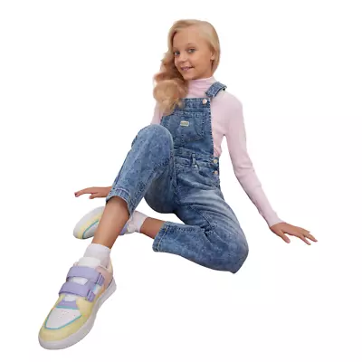 £11.60 • Buy Girls Denim Jumpsuit Stretch Dungaree All In One Jeans 6 To 12 Years Summer SALE