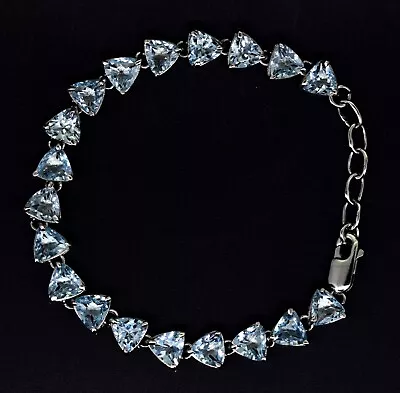 11.90Gm Unheated Natural Aquamarine 925 Sterling Silver Charm Bracelet For Girls • $71.99