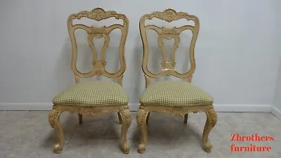 Pair Thomasville French Louis XV Carved Dining Room Side Chairs B • $699
