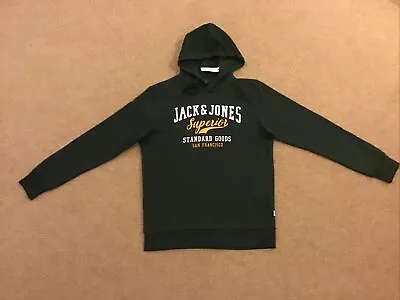 Jack & Jones Logo Sweat Hoodie Green In Mens Size L BRAND NEW • £16.99