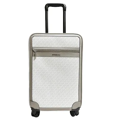$298 • Buy Michael Kors Logo Bright White  Rolling Travel Trolley Suitcase Carry On Bag