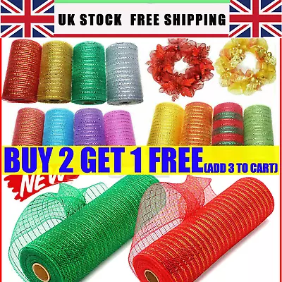 £1.99 • Buy 14 Colours Available Deco Mesh Rolls 15cm X 10yd Roll For Wreaths Swags Bows UK