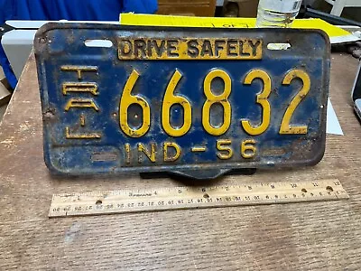 License Plate Tag Indiana 66832 1956 “Drive Safely” Trailer Rustic Vintage • $9.25