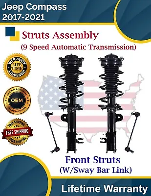 New OE Front Struts & Sway Bar For 2017-2021 Jeep Compass 2.4L Lifetime Warranty • $335