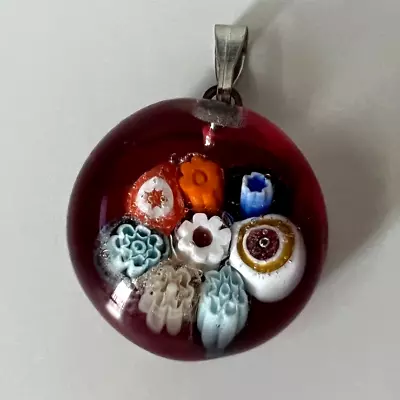 Murano Glass Handmade Lovely Millefiori Pendant & 925 Sterling Silver Necklace • $24.90