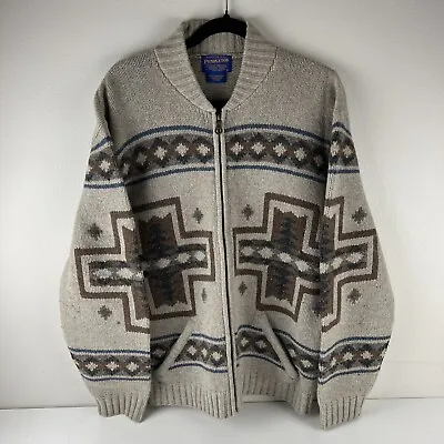 Pendleton Sweater Men’s Large Indian Blanket Southwest Knit Cardigan Full Zip • $129.99