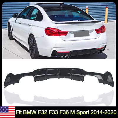 Fit For BMW F32 F33 F36 M Sport 2014-2020 Rear Bumper Diffuser Lip Quad Exhausts • $104.49