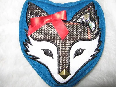 Sly Foxy Lady Fox Coin Purse Tweed Red Bow Stud Zip Wallet Horse Hunt Girls Gift • £9.50