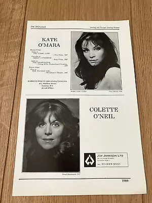 Kate O'Mara - 1969 Acting Agency Z-page. The Italian Job Hammer Horror Dynasty • £10