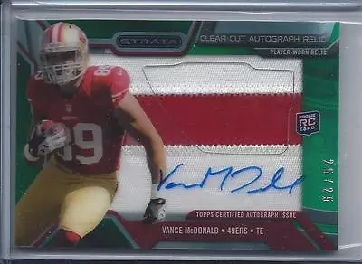 Vance Mcdonald 2013 Topps Strata Clear Cut Green Jumbo Patch Auto Rc #d 25/25 • $21.99