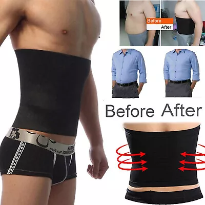 Body Slimming Body Shaper Men Waist Girdle Trainer Belt Gym Cincher Top Exercise • £6.99