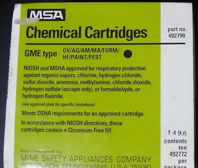 #371 MSA Multi-Gas Chemical Cartridges 492790   Respirator GME Filter Box Of 10 • $24.99