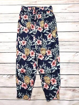 £16.99 • Buy Fat Face Floral Trousers Size 10 Pineapple Print Tapered Viscose Jogger