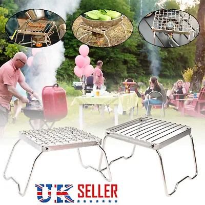 Portable BBQ Charcoal Barbecue Grill Folding Stainless Steel Stove Garden Picnic • £19.99