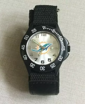 Miami Dolphins NFL Football Team Men's Black Spirit Watch On Black Nylon Band! • $29.99