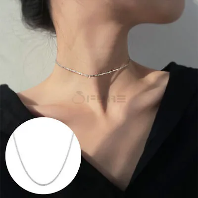 Silver Clavicle Chain 925 Sterling Silver Girls Choker Necklace Fashion Jewelry • £3.99