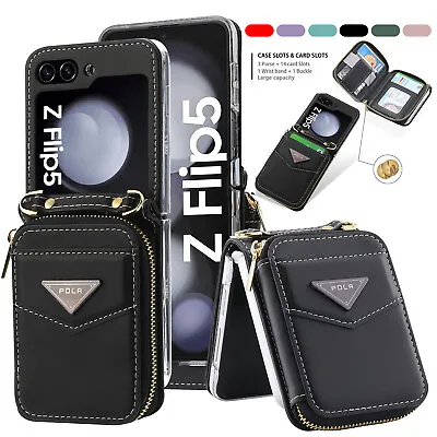 $10 • Buy For Samsung Galaxy Z Flip 5/4/3 Shockproof Leather Zipper Wallet Card Case Strap