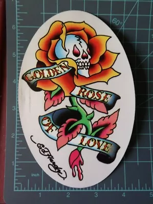 Ed Hardy  Golden Rose Of Love  Vintage Sticker Hotrod Rock Punksteam Punk • $12