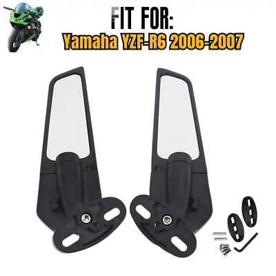 Motorcycle Wind Wing Winglet Rearview Side Mirrors For Yamaha YZFR6 R6 2006 2007 • $44.55