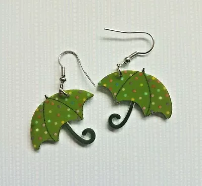 KIZZY Jewellery - Quirky UMBRELLA Resin Drop Dangly Earrings Raindrops Splash • £3