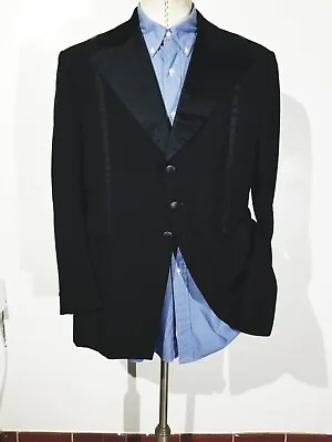 Vintage 70s Lord West Satin Peak Lapel Western 46R Coat Blazer Tuxedo Jacket • $269.95