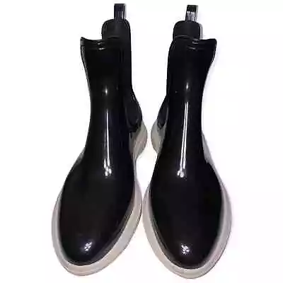 Lemon Jelly Women’s Size 39 8 Black Patent Chelsea Pull On Ankle Rain Boots • $35