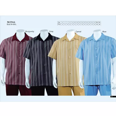 Men's Summer 2pc Leisure Suit (short Sleeve Shirt&pants)Casual Walking Suit#2966 • $38.89