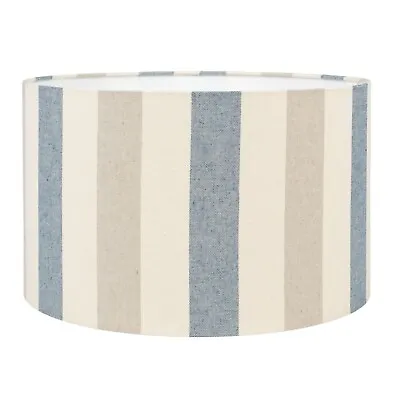 Harbour Stripe Lampshade. Denim Blue Grey & White Traditional Nautical Design. • £49.99