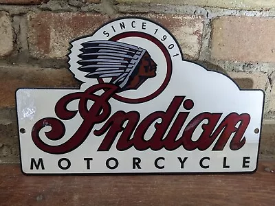 Vintage Indian Motorcycle White Porcelain Dealership Chief Sign 12  X 7.5  • $125