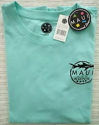 Maui And Sons 'Fintastic' Men's Graphic T-shirt - CELADON - LG (NEW) • $17.98