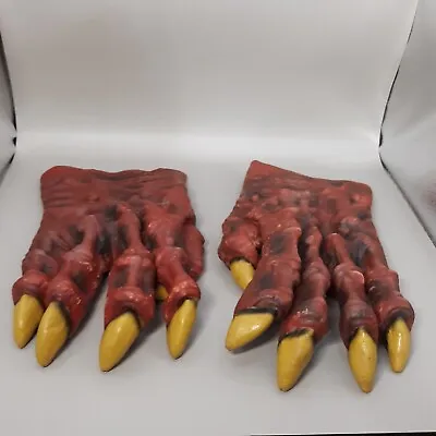 Monster Hands 2002 Paper Magic Group  For Halloween Dress Up Adult Red Gloves • $15.29