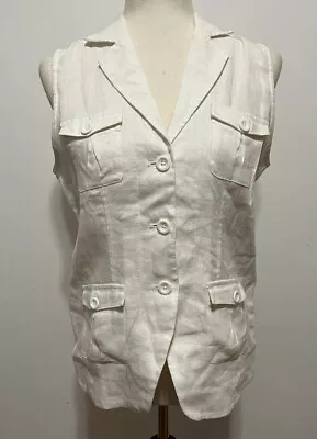 $18.80 • Buy Island Company Linen Vest Womens Size Small White Sleeveless Top