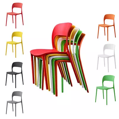 Plastic Stackable Modern Standard Style Patio Outdoor Indoor Kitchen Chairs • £139