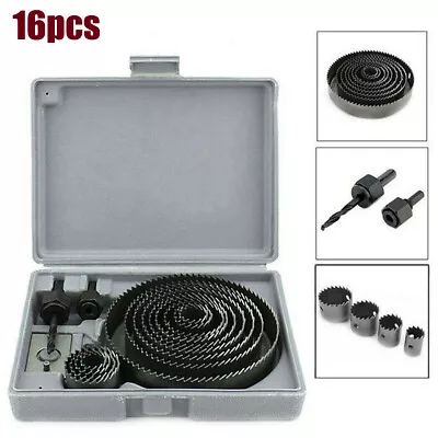 16HOLE SAW KIT SET 19-127mm HEAVY METAL CIRCLE CUTTER ROUND DRILL WOOD DOWNLIGHT • £9.09