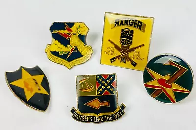 Lot 5 Military Lapel Pins Rangers Strategic Air Command Infantry USAF Army VTG • $33.57
