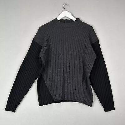 VTG Versace Classic V2 Mens Sweater Large Gray Merino Rib Colorblock Minimalist • $119.98