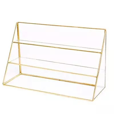 3 Layers Glass Makeup Organizer Shelves Cosmetic Storage Holder Antique Count... • $46.43