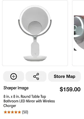 Sharper Image  Vanity LED 8 In Mirror With Wireless Charging  5x  10x New In Box • $75