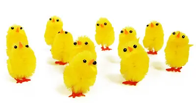 6 Plush Mini Yellow Chicks Bonnet Hat Craft Kids Easter Egg Hamper Decorations • £3.39