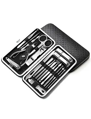 19PCS  Manicure Kit Cleaner Pedicure Nail Toe Clippers Cuticle Grooming Set Case • $10.99