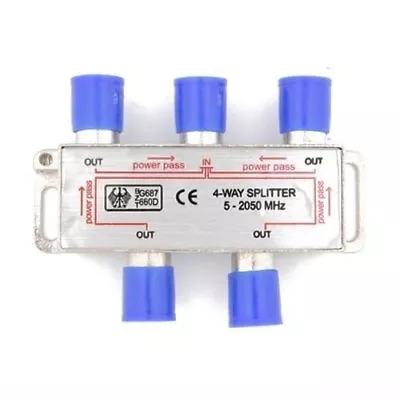 4 Way 5-2050 MHz 1 To 4 Coaxial Splitter For RG6 RG59 Coax Cable HDTV Satellite • $7.29