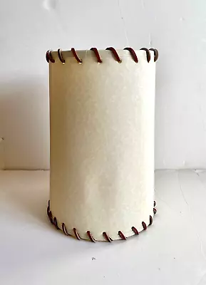 Vintage Table Lamp Shade Beige Khaki Western Country Ranch Cowboy Cyclinder Harp • $24.99