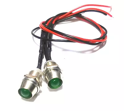 2 Super Bright 12v Green LED Marine Grade Indicator Lights In SS Bezels • $11.95